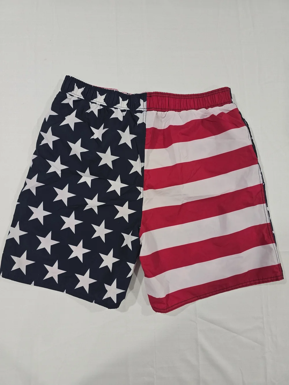Faded Glory Red, White & Blue Star Stripe Swim Shorts Size Large (36-38)